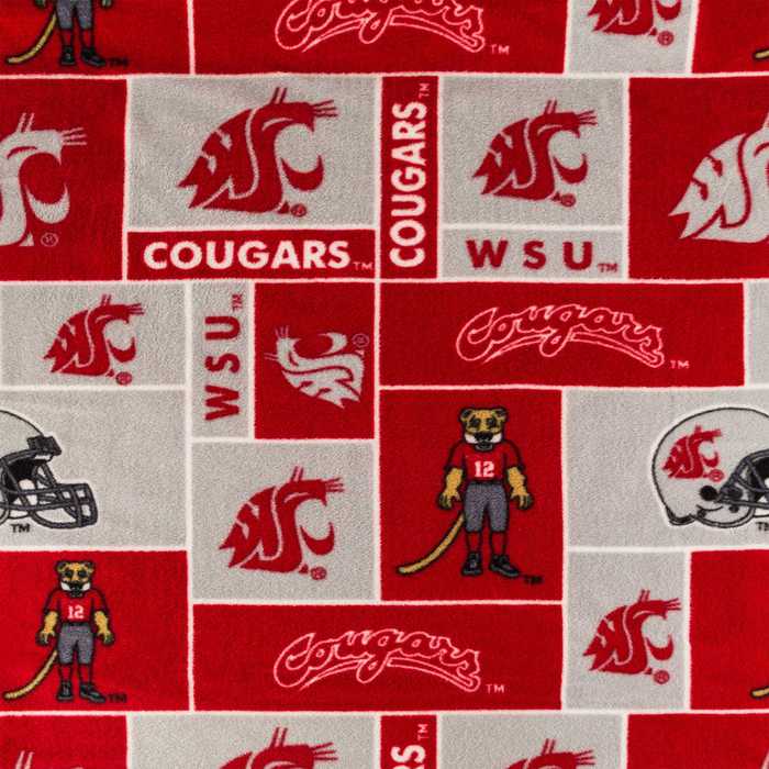 Washington State University Block Collegiate Fleece Fabric Hobby